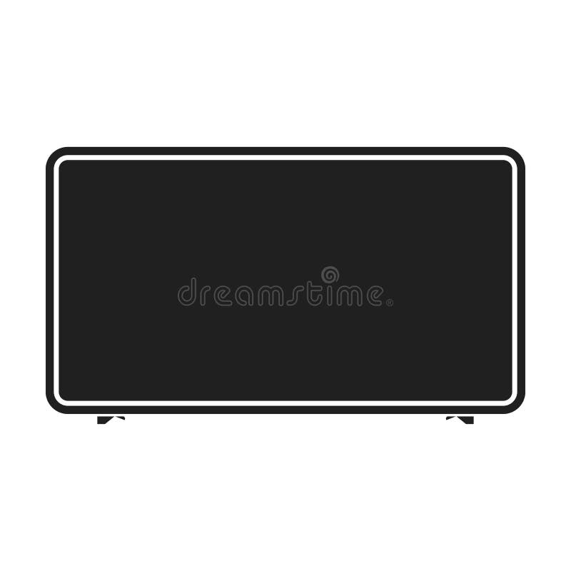 Значок телевидения LCD в черном стиле на белой предпосылке Иллюстрация .