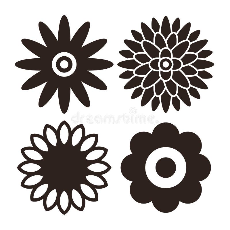 Значок цветка установил - gerbera, хризантему, солнцецвет и маргаритку иллюстрация штока Значок цветка установил - gerbera, хризантему, солнцецвет и маргаритку иллюстрация штока
