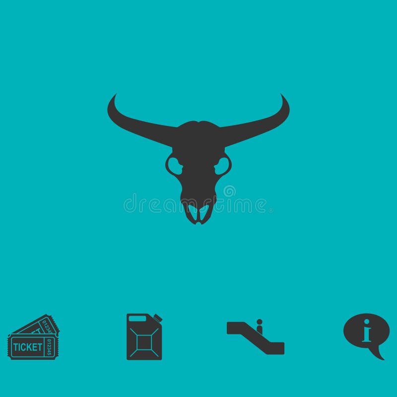 Значок черепа Bull плоско иллюстрация штока Значок черепа Bull плоско иллюстрация штока