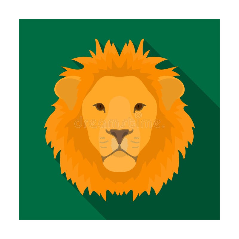 Значок льва в плоском стиле изолированный на белой предпосылке Реалистическая иллюстрация вектора запаса символа животных