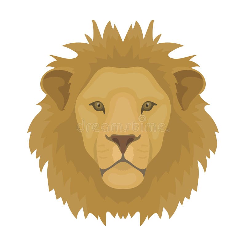 Значок льва в стиле шаржа на белой предпосылке Реалистическая иллюстрация вектора запаса символа животных