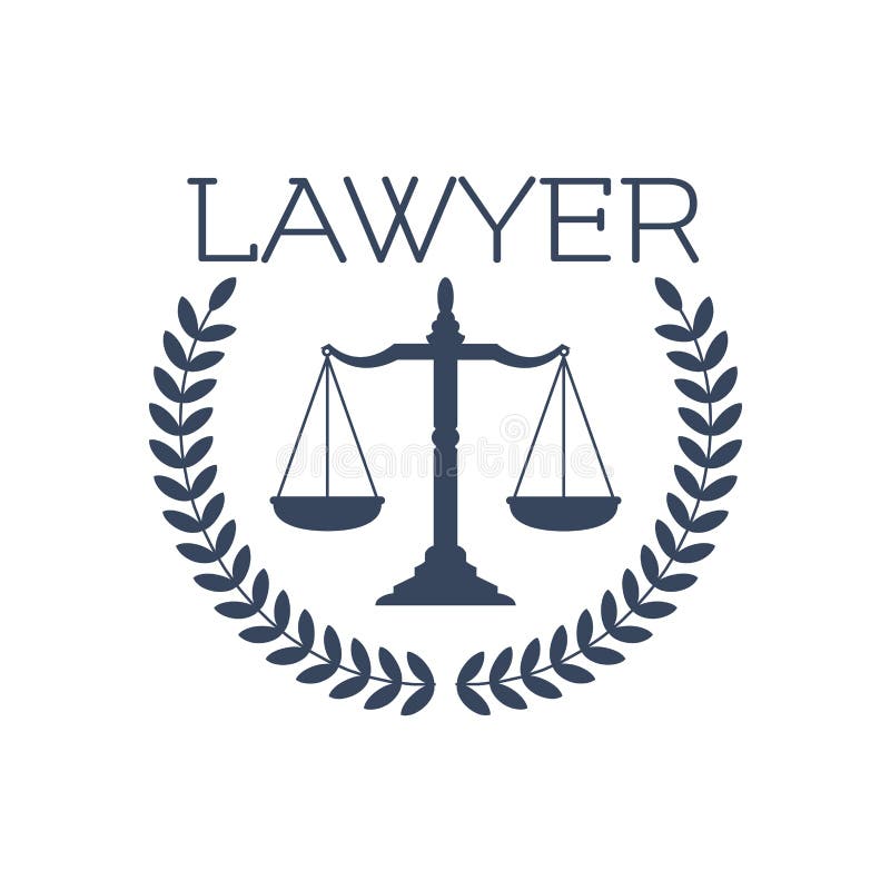 Advocate or lawyer emblem. Vector icon for legal or juridical service center with symbol of scales of Justice and heraldic laurel wreath for advocacy or notary company, law and rights attorney office. Advocate or lawyer emblem. Vector icon for legal or juridical service center with symbol of scales of Justice and heraldic laurel wreath for advocacy or notary company, law and rights attorney office