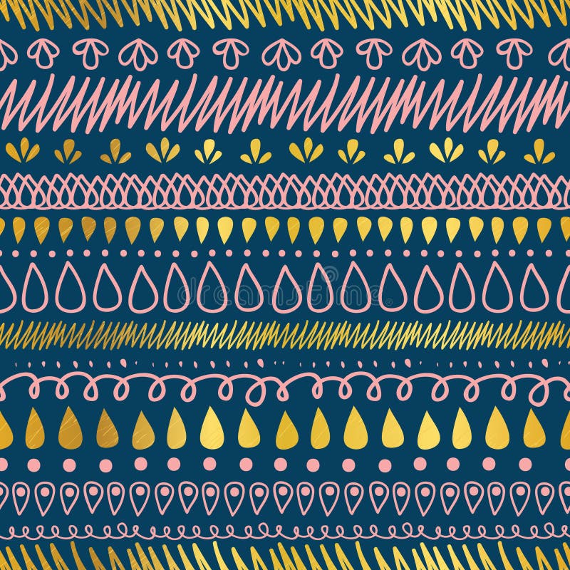 Золото вектора, синь военно-морского флота, и розовое декоративное Ikat Stripes абстрактная безшовная предпосылка картины повторе иллюстрация штока Золото вектора, синь военно-морского флота, и розовое декоративное Ikat Stripes абстрактная безшовная предпосылка картины повторе иллюстрация штока