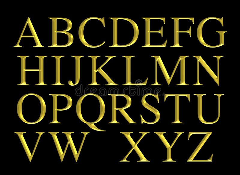 Золотой выгравированный комплект литерности алфавита