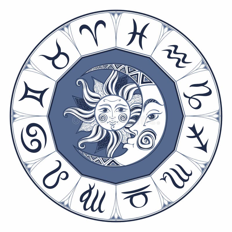 зодиак Астрологический символ horoscope Солнце и луна космофизики мистическо вектор бесплатная иллюстрация зодиак Астрологический символ horoscope Солнце и луна космофизики мистическо вектор бесплатная иллюстрация