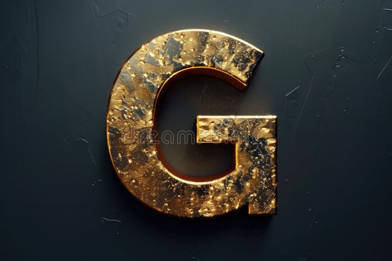 Золотая буква G на черном фоне стоковые фото