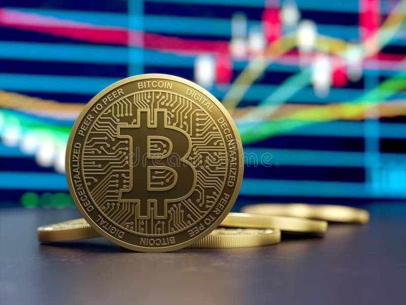 Золотая валюта диаграммы роста Bitcoin виртуальная бесплатная иллюстрация