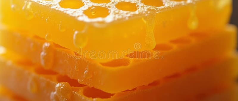 Золотая медоносная смесь с богатым медом и детальным снимком