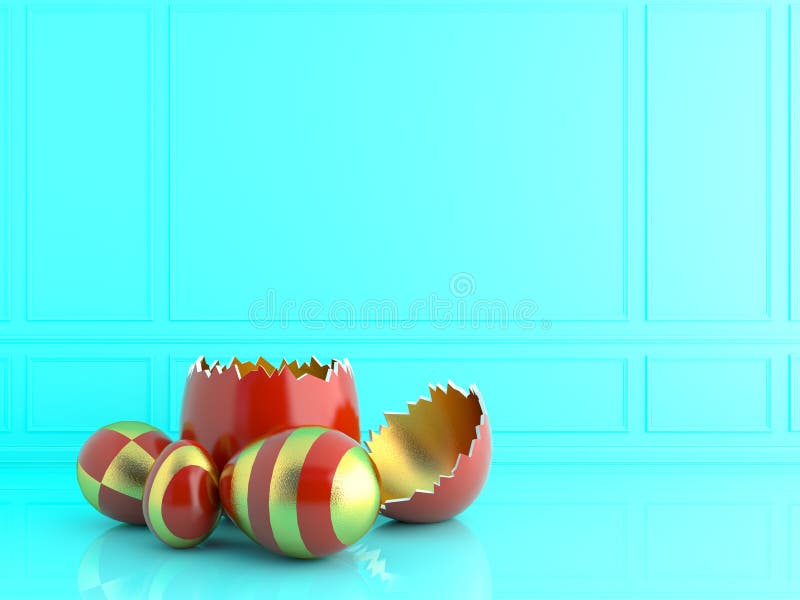 Золотое и красное пасхальное яйцо с кроликом изображение перевода 3d иллюстрация штока Золотое и красное пасхальное яйцо с кроликом изображение перевода 3d иллюстрация штока