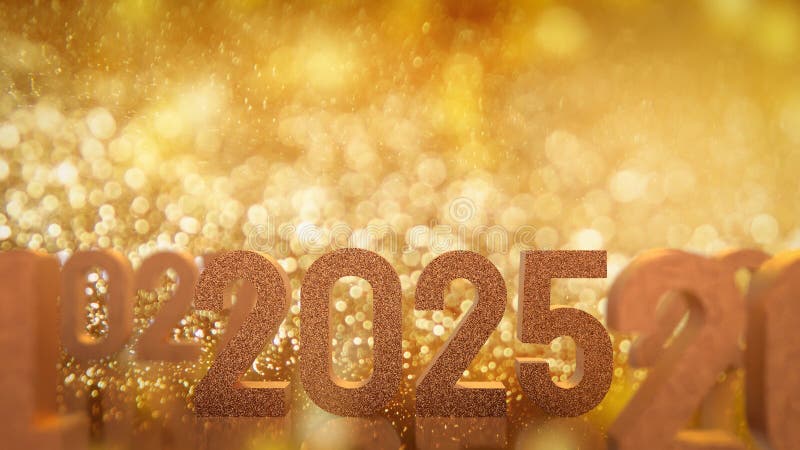 золотой номер 2025 для нового года или концепция празднования 3d рендеринг иллюстрация вектора