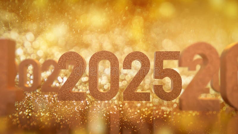 золотой номер 2025 для нового года или концепция празднования 3d рендеринг иллюстрация штока