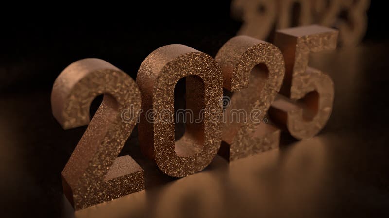 золотой номер 2025 для нового года или концепция празднования 3d рендеринг иллюстрация штока
