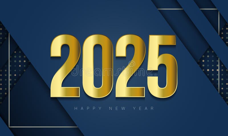 золотой номер 2025 для празднования нового года на абстрактном синем фоне иллюстрация штока