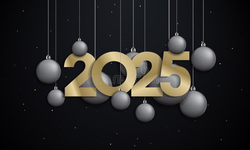золотой номер 2025 и иллюстрация колокола для празднования нового года бесплатная иллюстрация