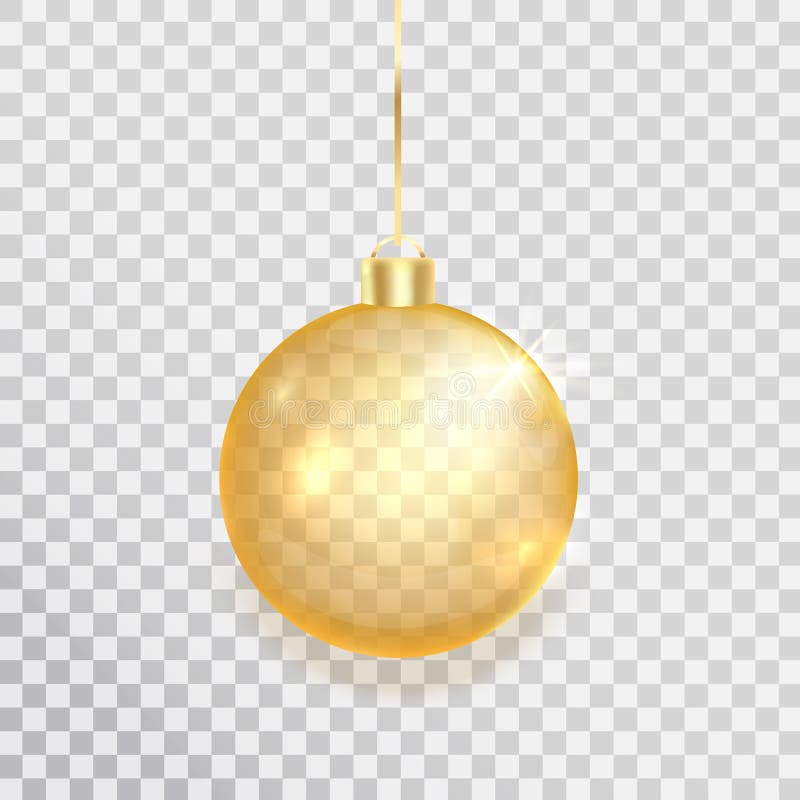 золотой христмас-мяч на прозрачном фоне. xmas золотое украшение. конструкторский элемент роскошного качества. прозрачное стекло бесплатная иллюстрация