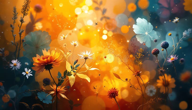 золотой час wildflowers magic bloom art print бесплатная иллюстрация