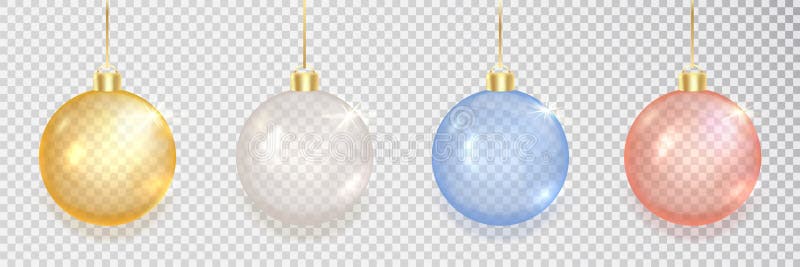 золотые серебряные красно-красные шары. xmas золотой декор 3d роскошный дизайн. прозрачное стекло иллюстрация вектора