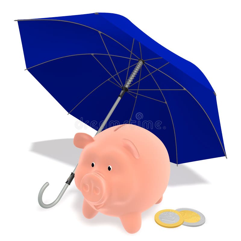 зонтик банка piggy вниз иллюстрация вектора зонтик банка piggy вниз иллюстрация вектора