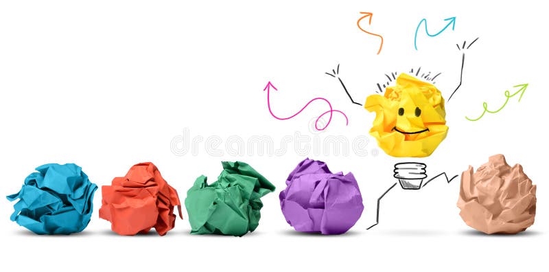 Idea and innovation concept with crumpled colored paper. Idea and innovation concept with crumpled colored paper