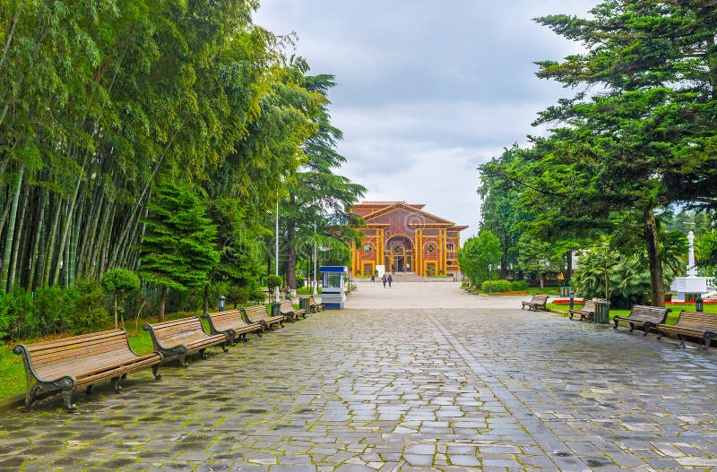 The green street of the Seaside Park leads to the Summer Theatre, Batumi, Georgia. The green street of the Seaside Park leads to the Summer Theatre, Batumi, Georgia.