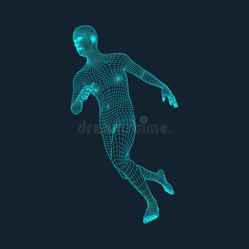 Идущий человек Полигональный дизайн модель 3D человека конструируйте геометрическое Дело, иллюстрация вектора науки и техники бесплатная иллюстрация