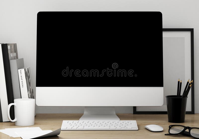 иллюстрация 3D современного шаблона места для работы экрана, глумится вверх по предпосылке иллюстрация вектора иллюстрация 3D современного шаблона места для работы экрана, глумится вверх по предпосылке иллюстрация вектора