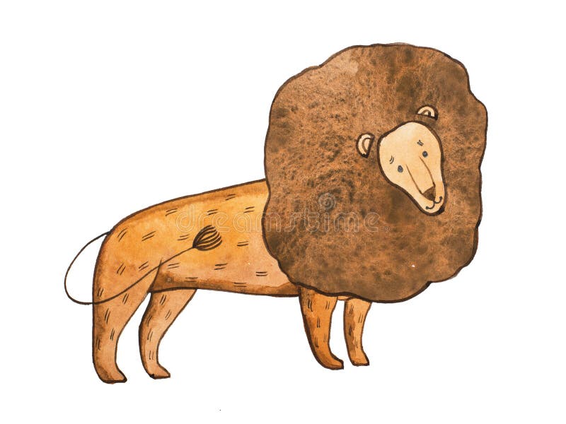 Иллюстрация акварели aquarelle льва нарисованного рукой иллюстрация вектора Иллюстрация акварели aquarelle льва нарисованного рукой иллюстрация вектора