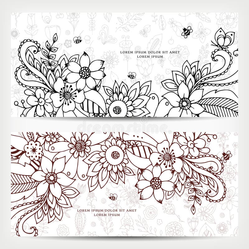 Иллюстрация вектора карточки с флористическим путать Дзэн знамен, doodling иллюстрация штока Иллюстрация вектора карточки с флористическим путать Дзэн знамен, doodling иллюстрация штока