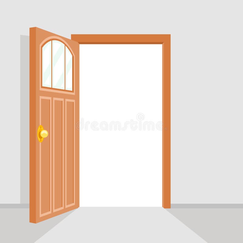 Open Door House Background Flat Isolated Vector Illustration. Open Door House Background Flat Isolated Vector Illustration