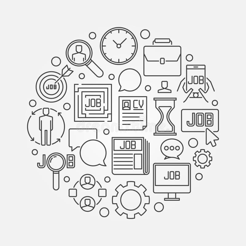 Иллюстрация поиска работы круглая линейная иллюстрация штока Иллюстрация поиска работы круглая линейная иллюстрация штока