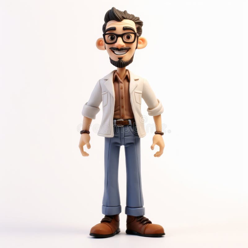 игрушечный 3d-ученый в стиле джо мадурейры для анимационного фильма иллюстрация вектора