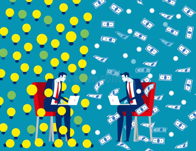 Идея состоит в том, что бизнес и деньги. Концепция бизнеса финансовая маркетинга. Плоский дизайн в стиле вектора карикатур бесплатная иллюстрация