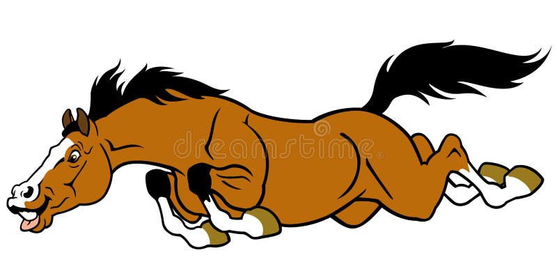 Running horse,cartoon illustration isolated on white background,side view picture. Running horse,cartoon illustration isolated on white background,side view picture