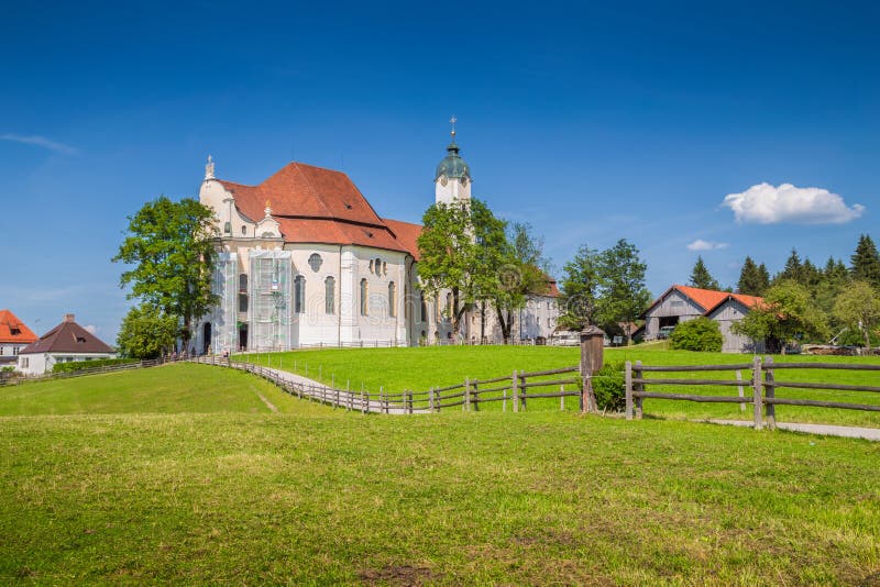 Известная церковь паломничества Wieskirche, Бавария, Германия стоковые фотографии rf