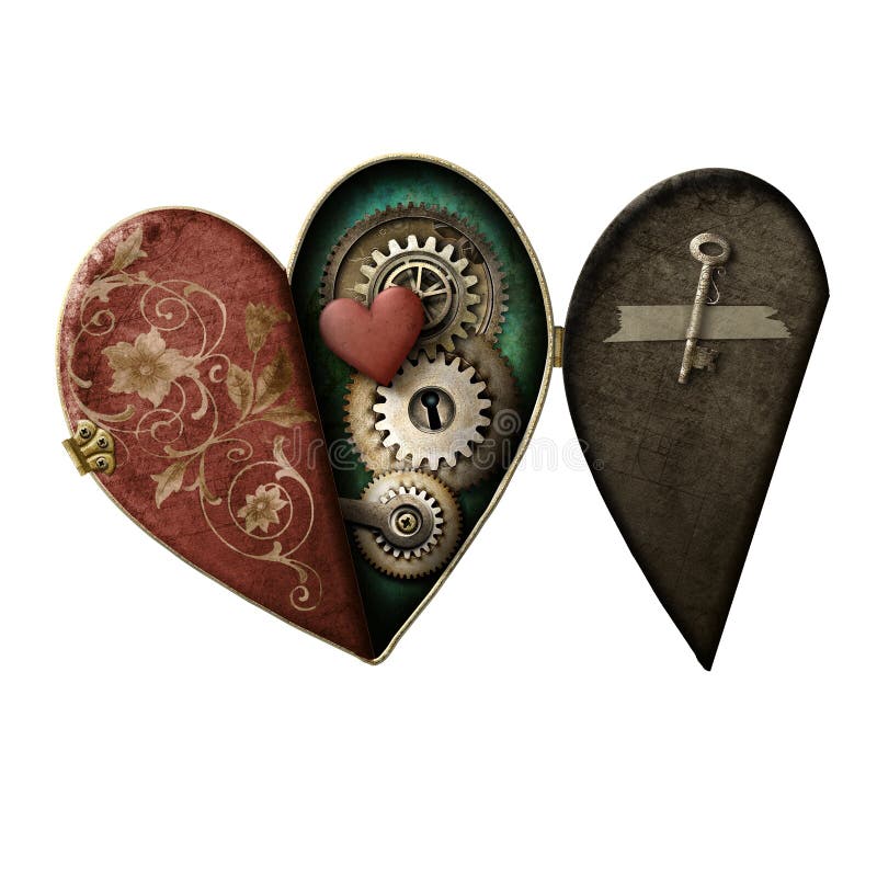 Изолированный Locket сердца Steampunk бесплатная иллюстрация Изолированный Locket сердца Steampunk бесплатная иллюстрация