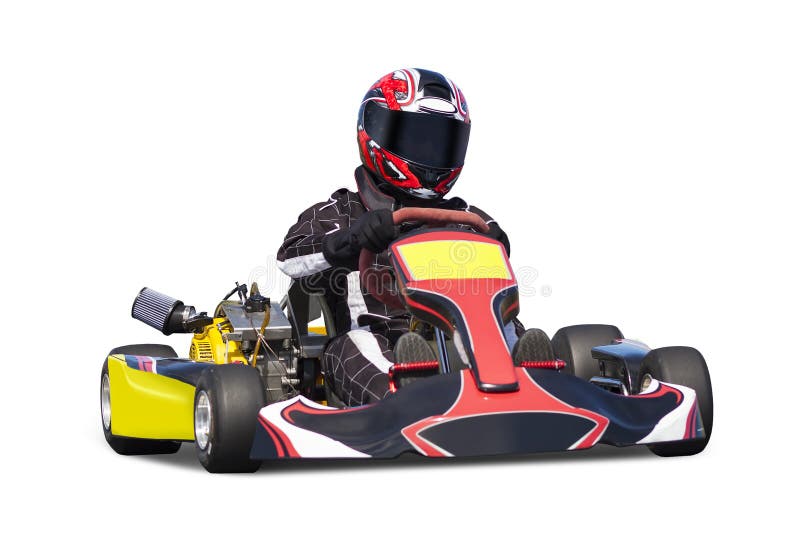 Изолированный взрослый идет гонщик Kart стоковые изображения Изолированный взрослый идет гонщик Kart стоковые изображения