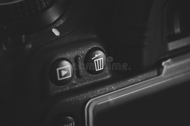 Image of erase button on the camera close-up. Image of erase button on the camera close-up