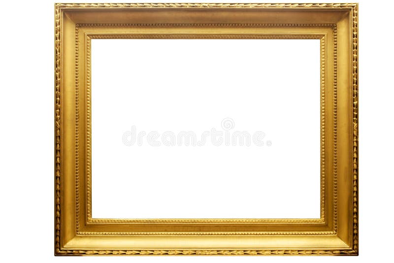 Empty golden picture frame isolated on white. File contains clipping path. Empty golden picture frame isolated on white. File contains clipping path.