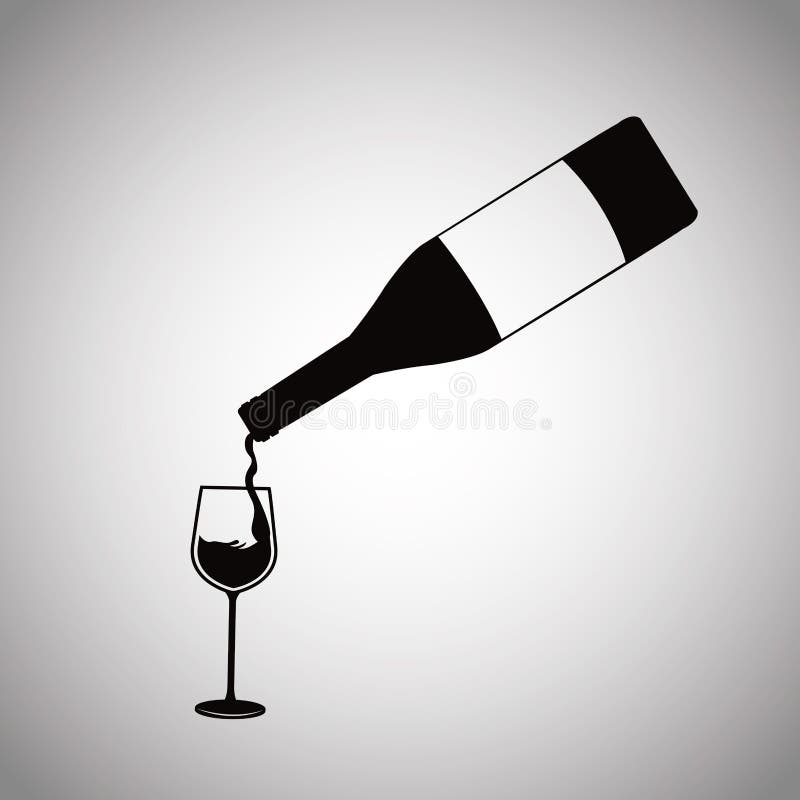 Wine bottle pouring glass cup image vector illustration eps 10. Wine bottle pouring glass cup image vector illustration eps 10