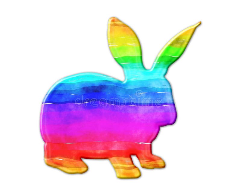 Изолированную иллюстрация rainbow покрасила кролика на белом фоне иллюстрация вектора