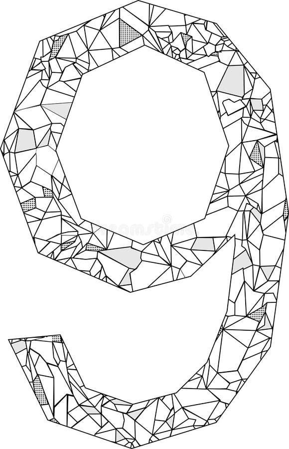 Изолированную многоугольника окраска mandala иллюстрации 9 номеров иллюстрация вектора