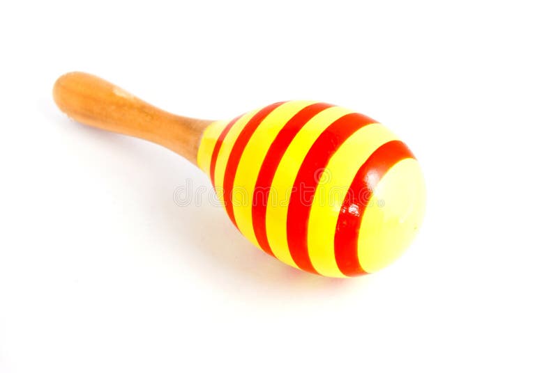 изолированный желтый цвет древесины нашивки maracas красный стоковое изображение rf