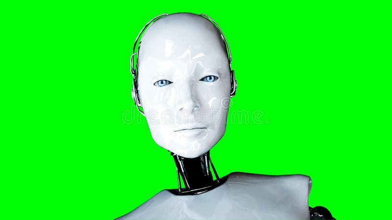 Изолят робота футуристического гуманоида женский на зеленом экране Реалистический перевод 3d иллюстрация штока Изолят робота футуристического гуманоида женский на зеленом экране Реалистический перевод 3d иллюстрация штока
