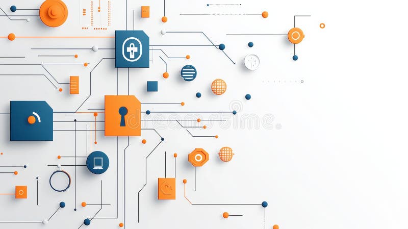 изучение концепции безопасного будущего с помощью технологии цифровой крепости с сильными и вдохновляющими визуальными элементами бесплатная иллюстрация
