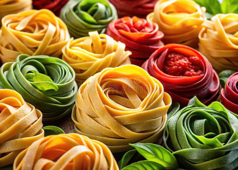 Изысканный ручной работы Fettuccine Кулинарный шедевр захвачены с правилом трид иллюстрация штока