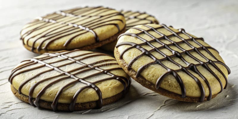 Изысканный изысканный шоколад Vanilla Cookies Drizzed Perfection на чистом белом фоне Mouthwatering Studio иллюстрация вектора