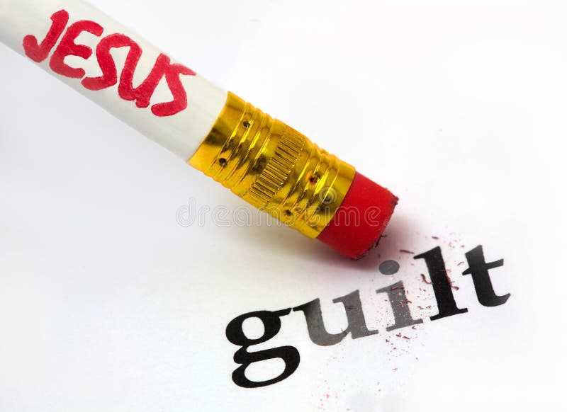 Concept of Jesus erasing guilt, using an eraser as analogy. Concept of Jesus erasing guilt, using an eraser as analogy