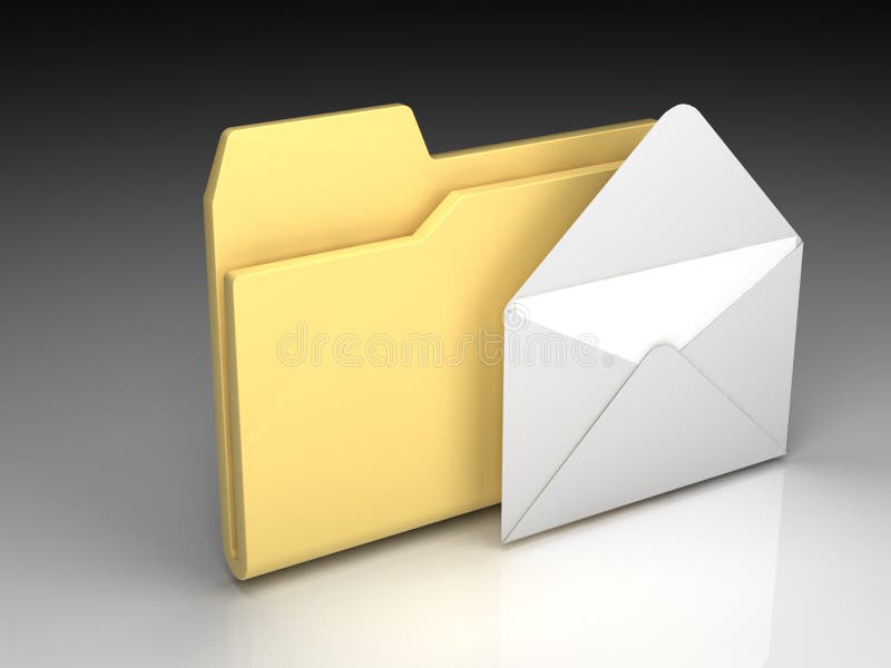 Folder icon set series. Standard yellow folder with opened mail envelope on background of the gradient. Folder icon set series. Standard yellow folder with opened mail envelope on background of the gradient