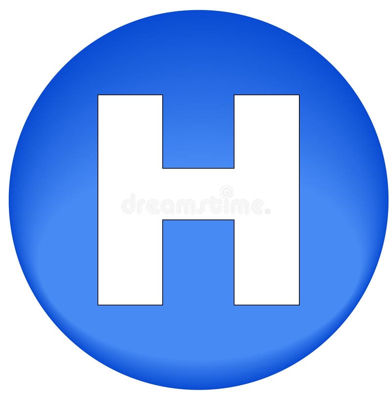 Blue button or icon with hospital symbol - vector. Blue button or icon with hospital symbol - vector