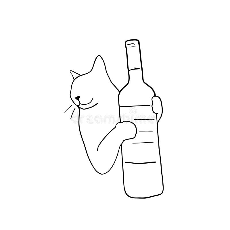 Cat an wine vector illustration. Wine is always good idea. Cat an wine vector illustration. Wine is always good idea